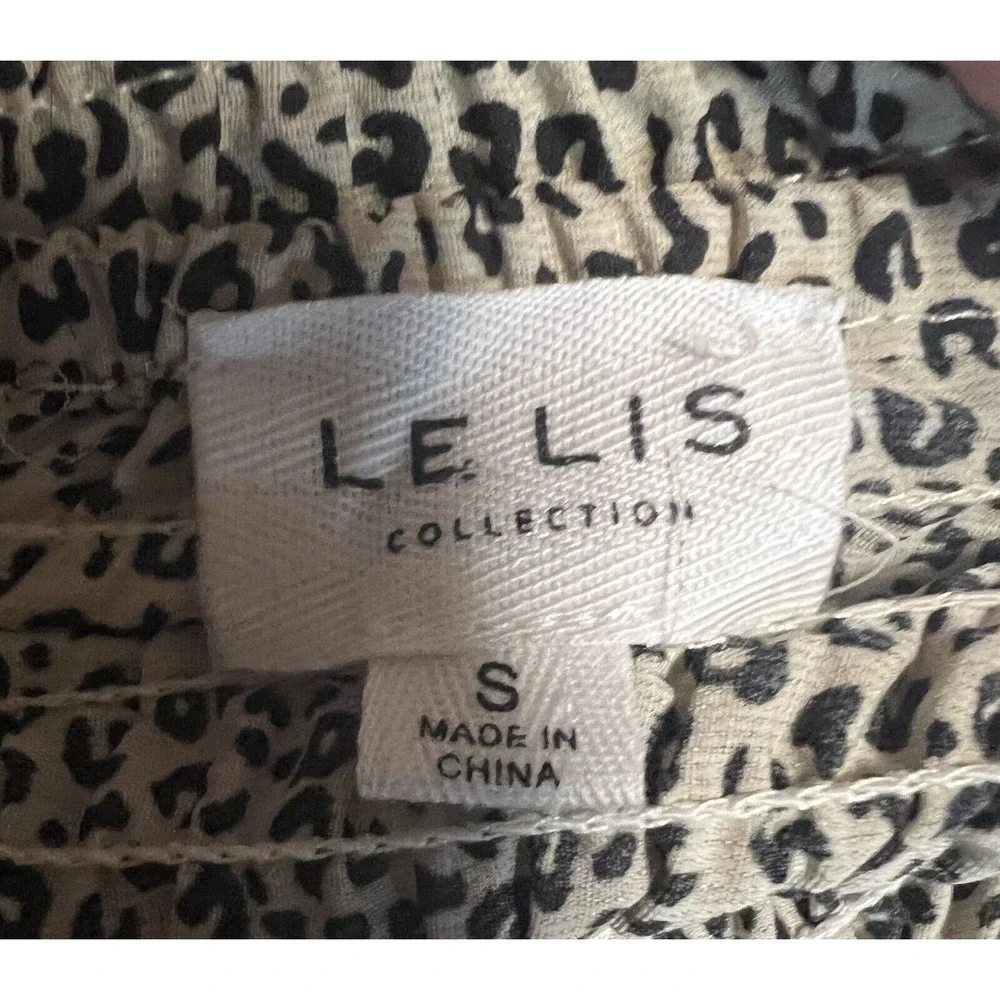 Le Lis Womens Animal Print Sheer Balloon Sleeve Smocked Tie Crop Top Size Small - Picture 9 of 9